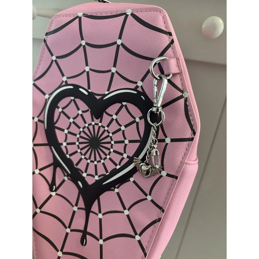 Monster High Coffin Mini Backpack Pink Spiderweb Goth Girl Bag Halloween Vampy